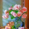 Pink Roses Vase Paint By Numbers