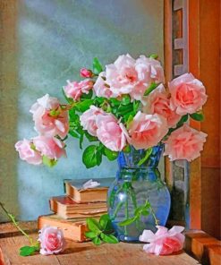 Pink Roses Vase Paint By Numbers