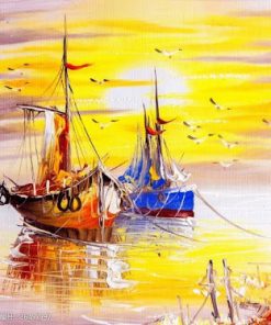 Warm Yellow Sunset Seascape Paint By Numbers