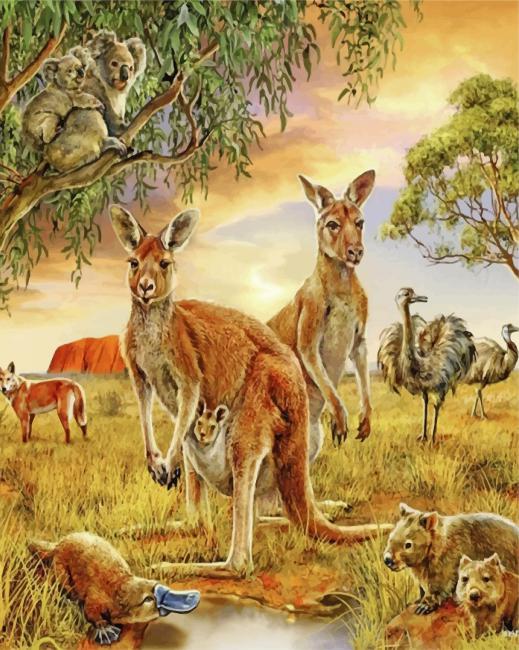 Finalized Wild Kangaroo Paint By Numbers artwork
