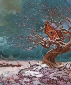 Winter Tree House Fantasy Paint By Numbers