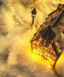 Winter Cottage Landscape Paint By Numbers