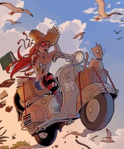 Witch on Vespa Paint By Numbers