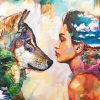 Wolf and Woman Abstract Art Paint By Numbers