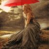 Red Umbrella Rainy Day Scene Paint By Numbers
