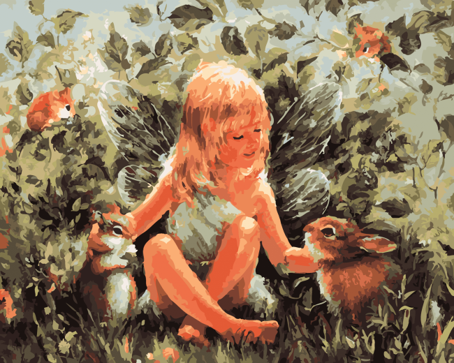 Rabbits and Girl Painting Kit Paint By Numbers