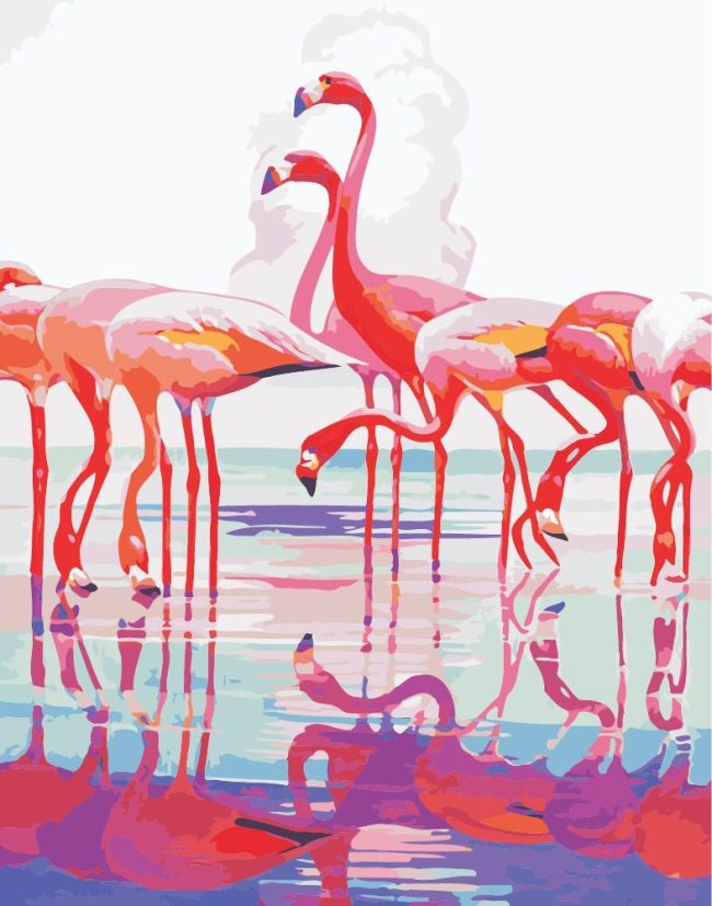 Pink Flamingos Elegance Paint By Numbers