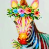 Colorful Zebra With Flowers Paint By Numbers