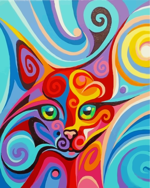 Finalizing the Colorful Abstract Cat artwork