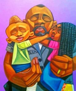 African Dad and Kids Paint By Numbers