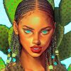 African Woman Cactus Scene Paint By Numbers