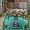 Aesthetic Green Car with Flowers Paint By Numbers