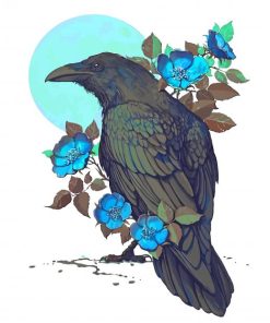 Majestic Crow and Flower Paint By Numbers