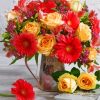 Red and Yellow Flower Vase Paint By Numbers