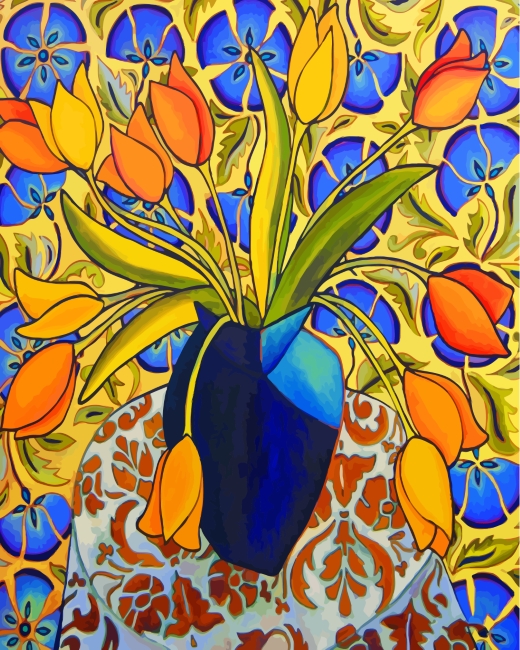 Finalizing the artwork with Aesthetic Flower Vase Paint By Numbers