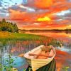 Lakeside Sunset Boat Paint By Numbers