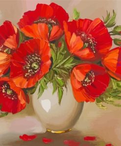 Red Poppy Flowers Vase Paint By Numbers