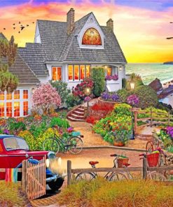 Purple Sunset Villa View Paint By Numbers