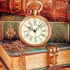 Vintage Clock and Books Paint By Numbers