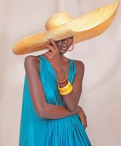 African Girl Glamour Hat Paint By Numbers