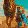 African Girl and Lion Paint By Numbers