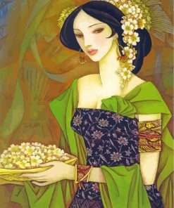 Asian Woman Smoking Paint By Numbers