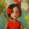 Little Asian Girl Chameleon Paint By Numbers