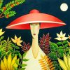 Red Sunhat Asian Woman Paint By Numbers