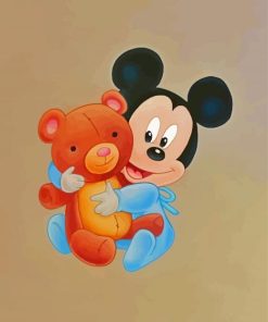 Baby Mickey and Bear Paint By Numbers