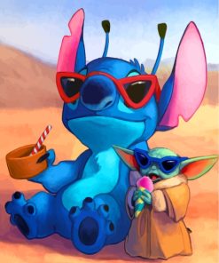Grogu and Stitch Cartoons Paint By Numbers