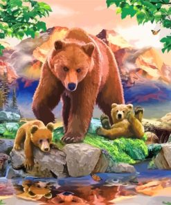 Bear Family Animal Art Paint By Numbers