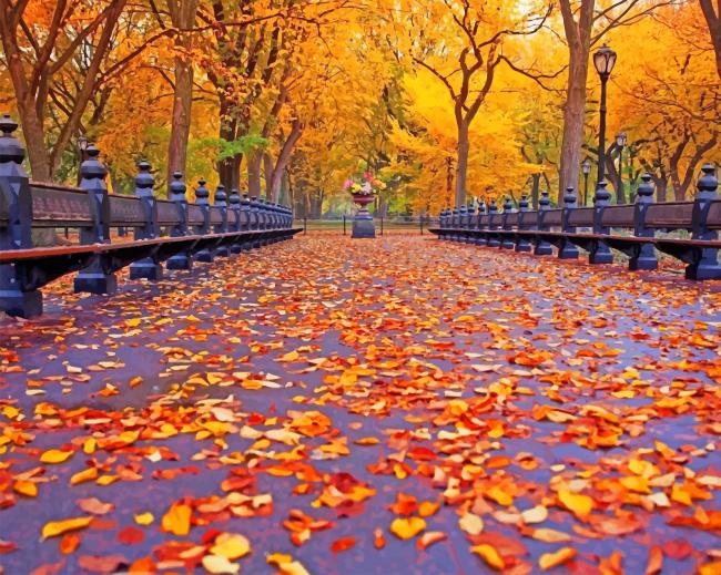 finalize Autumn Forest Leaves Paint by Numbers artwork