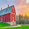 Sunset Barn in Countryside Paint By Numbers