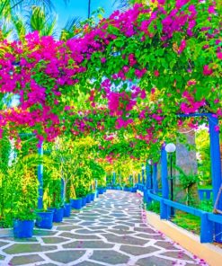 Pink Flower Garden Landscapes Paint By Numbers