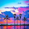 Colorful Palm Trees at Sunset Paint By Numbers