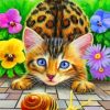 Bengal Cats and Flowers Paint By Numbers