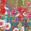 Blue Birds and Garden Flowers Paint By Numbers