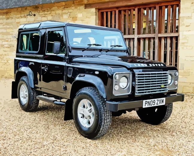 Finalizing Black Land Rover Paint By Numbers artwork