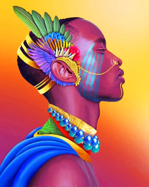 finalizing the Colorful African Man artwork