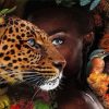 Black African Woman and Leopard Paint By Numbers