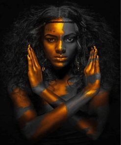 Black Woman Gold Theme Paint By Numbers