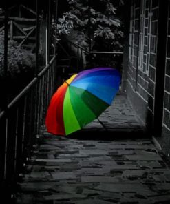 Colorful Black and White Umbrellas Paint By Numbers