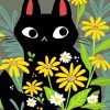 Black Cat Floral Paint By Numbers