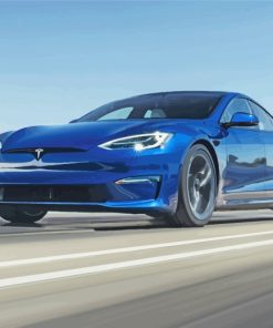 Blue Tesla Car Paint By Numbers