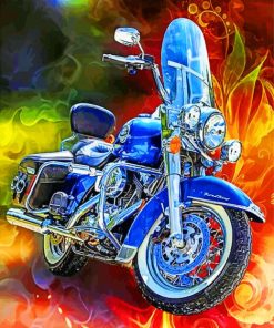 Blue Motorcycle Harley Davidson Paint By Numbers