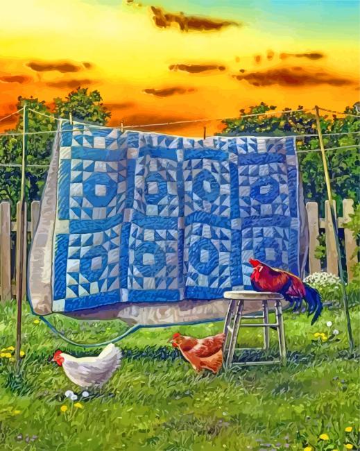 Finalizing Blue Garden Quilt Artwork