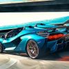 Blue Ferrari Racing Car Paint By Numbers