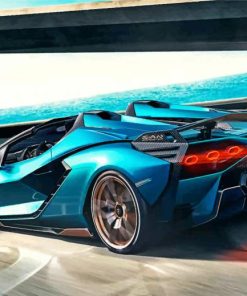 Blue Car Racing Art Paint By Numbers