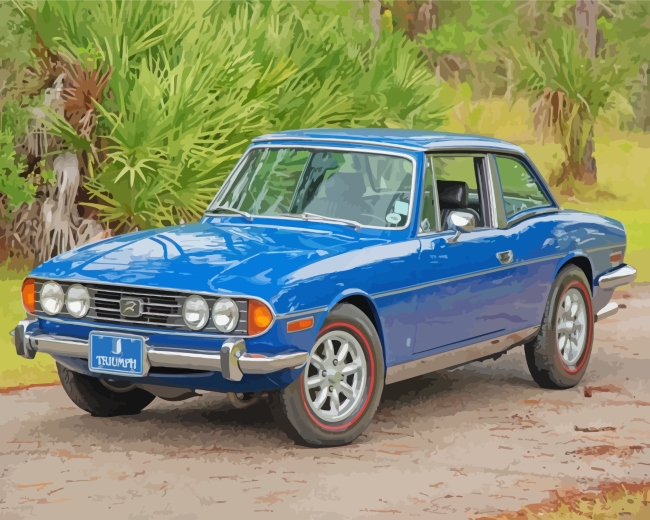 Finalizing the Blue Triumph Stag Classic Car Artwork
