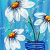 Daisies in Blue Vase Paint By Numbers